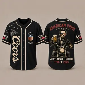 CCOORS Banquet American Pride Baseball Jersey, 250 Years of Freedom USA, Patriotic Shirt 1776 2026 Vintage Americana Biker Jersey, Fourth of July Independence Day Streetwear, Retro USA Party Jersey