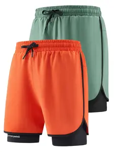 Men's Sporty Loose-Fitting Shorts, Summer New Design, Ideal for Fitness and Marathon Training, Dual-Layer Lining, Pocketed, Elastic Waist