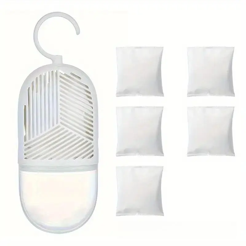 Dehumidifier with Hook, 1 Set Reusable Circulating Absorber, Desiccant & Dehumidifier, Suitable for Bedroom, Bathroom, Wardrobe