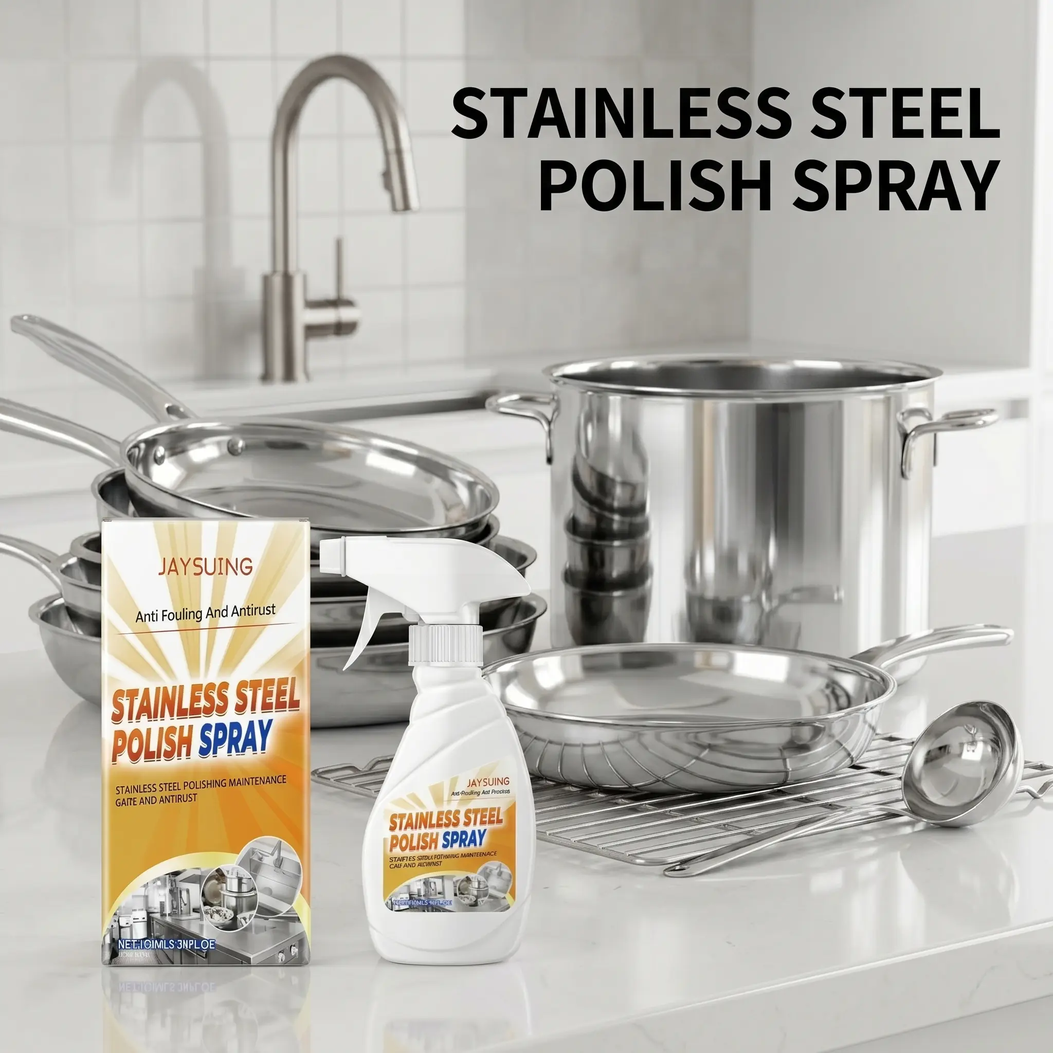 Stainless Steel Polishing Spray Remover Pot Bottom Black Stain and Oil Kitchen Heavy Grease Household Cleaner