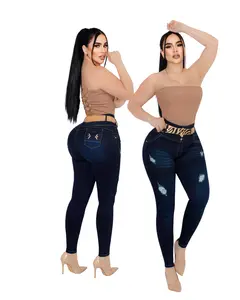 Liana Women's Colombian Butt-Lifting High-Waist 4-Button Denim Skinny Pants - Lady's Tummy Control Trouser with Perfect Fit for Fashion Casual, Outdoor Activities