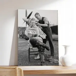 Vintage Pilot Haircut _ Barber Shop Decor, Retro Hairdresser,vintage, couple，Minimalist Neutral Poster Print, Aesthetic Wall Decor for Bedroom,canvas,posters,wall art.