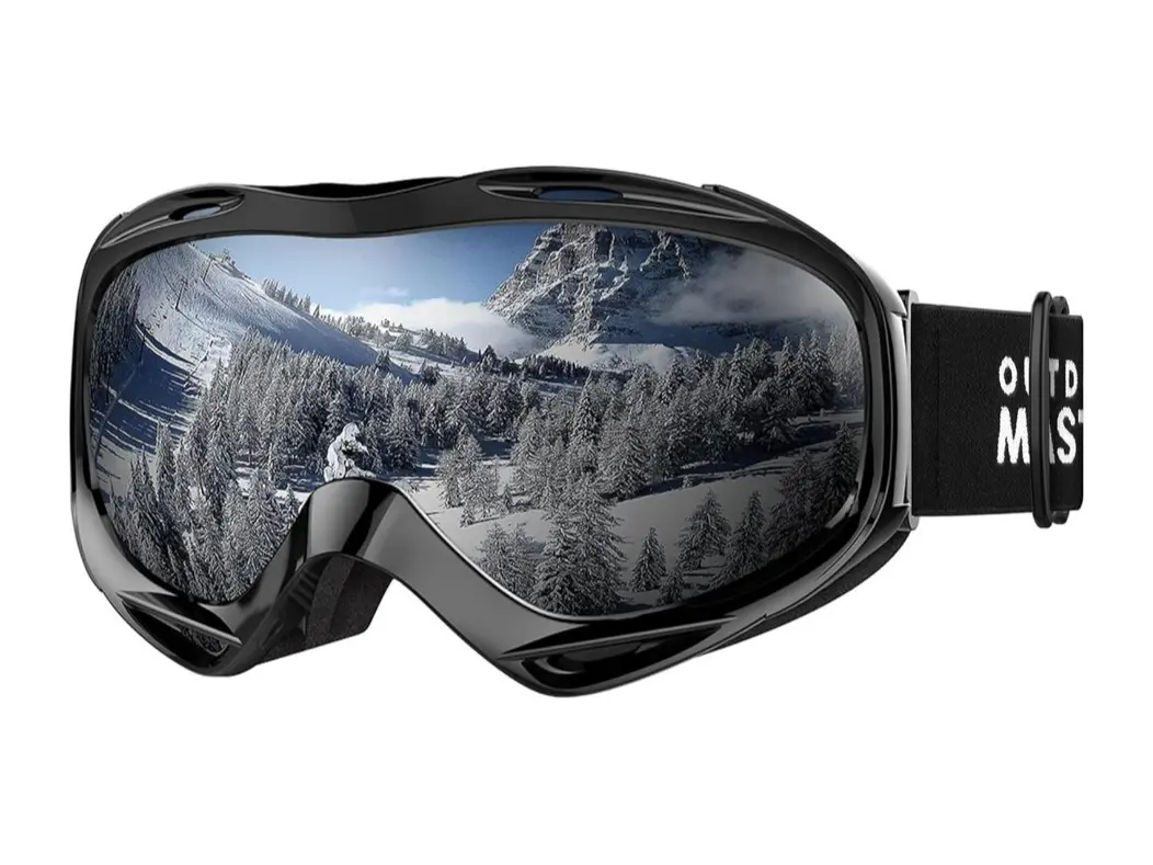 OTG Ski & Snowboard Goggles for Unisex Adults, Full Rim TPU Frame with Fogless Dual-Lens, UV400 Protection & Helmet Compatible, Plastic, Sun Protection, Skiing, Polypropylene, Fog-Free, 1 X Carrying Pouch, 1 X Outdoormaster Otg Ski Goggles, Adjustable Str