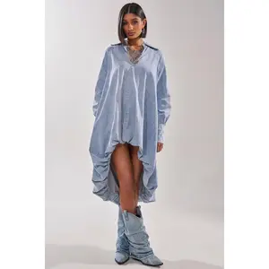 AMELIA DENIM HIGH-LOW DRESS