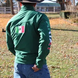 Ariat New Team Softshell Jacket 10039459 - Green with Mexican Flag Design for Men