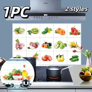 Kitchen Range Hood Oil-Resistant Sticker, Heat-Resistant Vegetable Wallpaper, Creative Home Decor, Durable Kitchen Wall Art