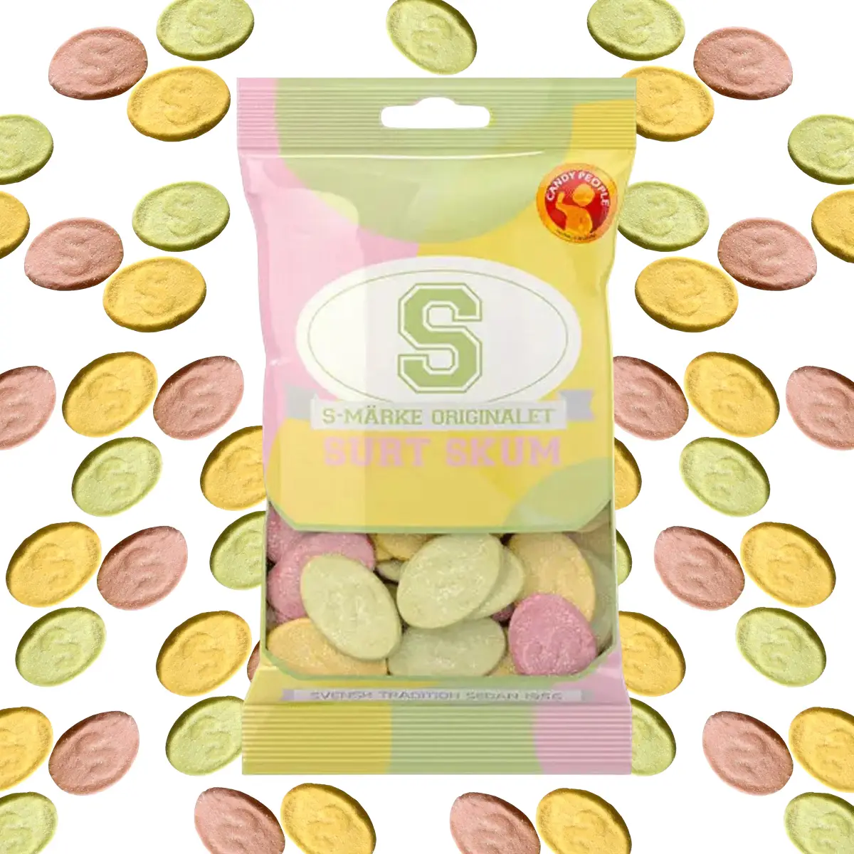 S-Marke Sour Foam Ovals Swedish Candy with Tangy Sour Sugar Coating Traditional Swedish Sweets Bonbon Sweet