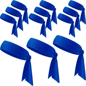 12 Pieces Tie Headbands for Women Men Dry Sports Athletic Sweatband Adjustable Elastic Head Band for Basketball Tennis Running Workout Ninja Karate