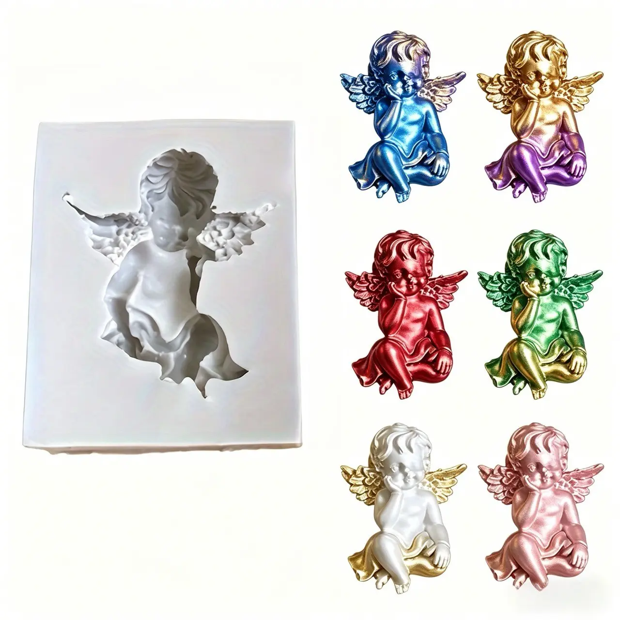 3D Angel Silicone Mold for DIY Soap, Candle, Craft Projects, Wings Design, Perfect for Resin, Gypsum, Clay, Creative Handmade Tools, Silicone Molds For Crafts