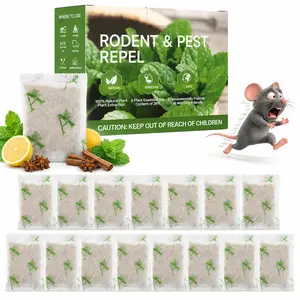 Pest Repellent Pouches 15 Pack, Peppermint Oil Rodent Repellent, Mouse Rat & Squirrel Deterrent for Indoors/Outdoors,Safe for Family & Pets, Long-Lasting for Home, Garage, Warehouse