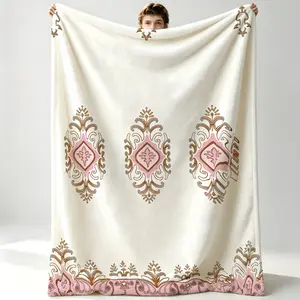 1Pcs Rococo Style Print Flannel Blanket, Multiple Styles, Soft, Warm And Breathable, Throw Blanket For Sofa Or Bed, Suitable For All People, Ideal Gift Choice