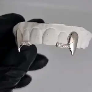 18K Gold-Plated Punk Style Cubic Zirconia Teeth Grillz - Perfect for Rappers & Night Outs, Hip Hop Fashion Accessory Oral