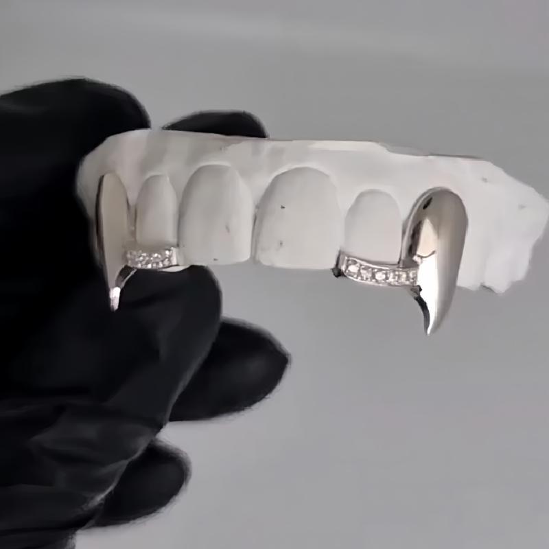 18K Gold-Plated Punk Style Cubic Zirconia Teeth Grillz - Perfect for ...