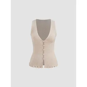 Cider [size 2-10] Knit Solid Button Tank Top