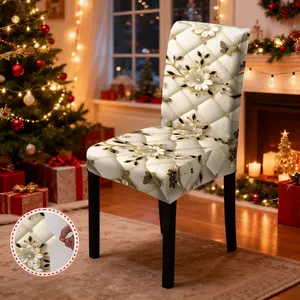 Christmas chair decoration, exquisite embroidery of golden butterfly pearl flowers, easy to disassemble, suitable for restaurant and hotel chair decoration, perfect Christmas gift