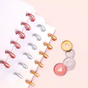 ITSYHPRO Cute Heart Discs - 100 Pcs Binder Rings for DIY Discbound Binding,Notebook,Planners Silver,Gold, RoseGold 24mm/28mm/32mm