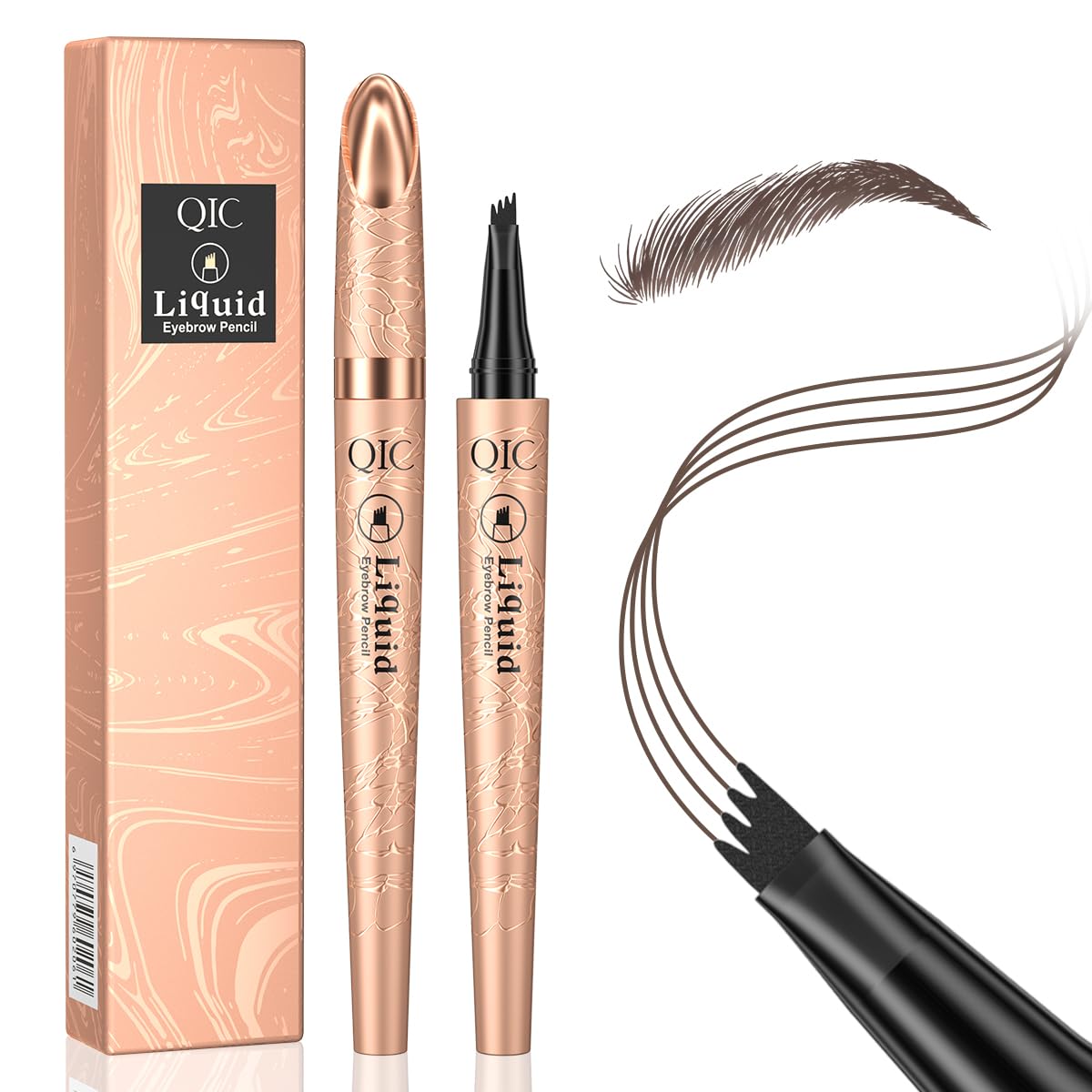 Eyebrow Pen, Contouring Pen Fine Stroke 3D Waterproof Microblading Eyebrow Pencil with 4-Fork-Tip Create Natural Hair-Like Brows Stay on All Day