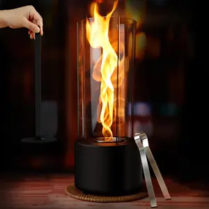Tornado Flame Table Fire  -  Safe Burning with Gel Fuel, Tabel Fireplace, Brilliant Gift for Gatherings, Home Decor, and Parties - 15.7" Black (Gel was not Included)