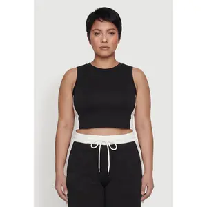 Plus Size Contrast Trim Crop Top
