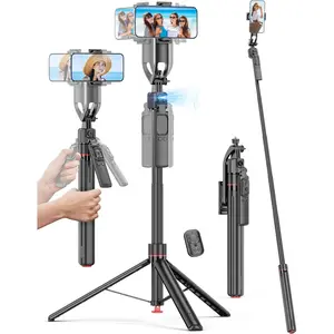 69'' Auto   Selfie Stick Tripod Stand, Automatic Phone Tripod, Auto-Open Travel Tripods for /Cell Phone with Remote, Gesture Control, No App, Built-in AI Camera for Vlog Recording TK