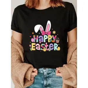 Happy Easter 2026 Cute Bunny Rabbit Easter Day Women T-Shirt