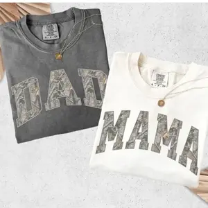 Comfort Colors Camo Mama Dad T-Shirt, Matching Mom & Dad Shirt, Pregnancy Announcement Outfit, Mother's Day Gift for Mom, Trendy Dad Tee, Matching Couple Tee