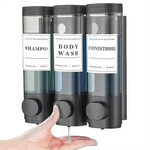 Wall Mounted Soap Dispenser Set, Three-In-One Shampoo Conditioner Shower Gel Dispenser, Thick Abs Material, Adhesive or Nail Installation