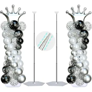 Balloon Arch Stand, Balloon Arch Kit of 2, 7 Feet Balloon Column Stand for Decorations Wedding Birthday, Graduation Decoration, Baby Shower, Silver
