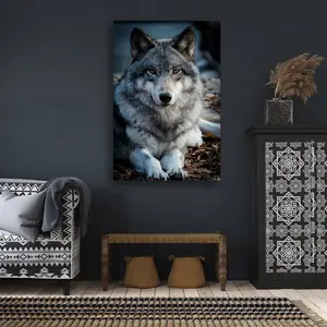 Wooden Framed Wall Art, can be hung directly Grey Wolf Posters Pictures Wall Decor Animal Poster Wall Decor Painting Picture Art Canvas Print Bedroom Aesthetics Living Room Office Decor Gift Posters Home Decoration Ornaments Artistic Photo