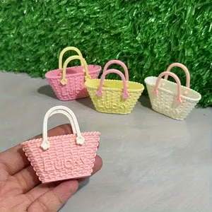 Mini house Mini Handbags - Pastel Pink, Yellow & White with Floral Accents, Outdoor Travel & Camping Accessories, Mini House Toys, Ideal Holiday Gifts, Dolls Accessory