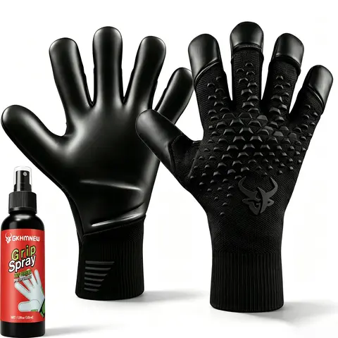 GKHMNEW Anti-Skid Football Goalkeeping Gloves for Boys - 4mm Rubber Strong Grip Palm, Football Accessories, Includes 30ml Grip Spray, Outdoor Sport Gear