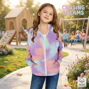 Girls' Casual Zip Up Hoodie Jacket - Lightweight Long Sleeve Sweatshirt with Pockets Perfect for Everyday Wear School Playdates Comfortable Soft Fabric Pullover Outerwear