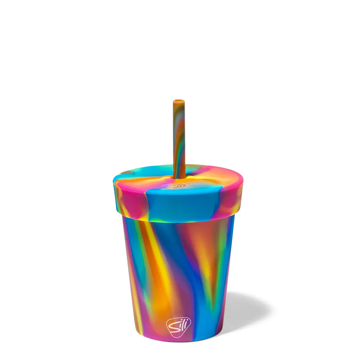 Silipint 8oz Kids Silicone Straw Tumbler - LFGB Certified Food Grade - Unbreakable BPA Free Dishwasher Safe Reusable Non Toxic Drinkware for Toddlers & Children with Secure Lid and Stopper Straw Drinking Glasses Bottle