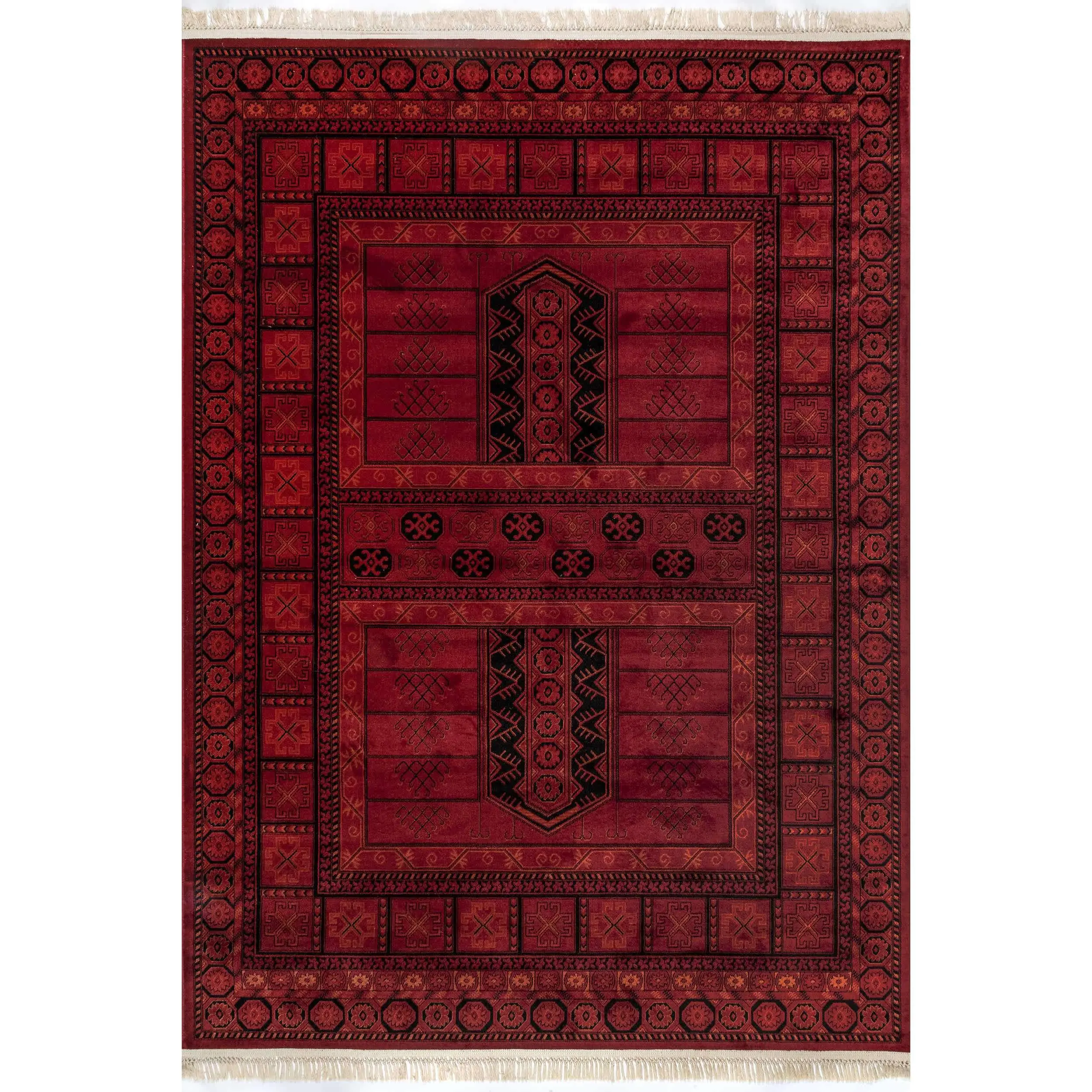 Billie Traditional Paneled Fringe Indoor Area Rug, Home Decor Accent for Living Spaces, Home Decor Rugs, Indoor Area Rugs