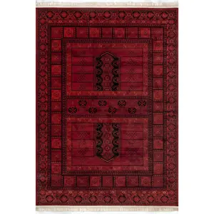 Billie Traditional Paneled Fringe Area Rug