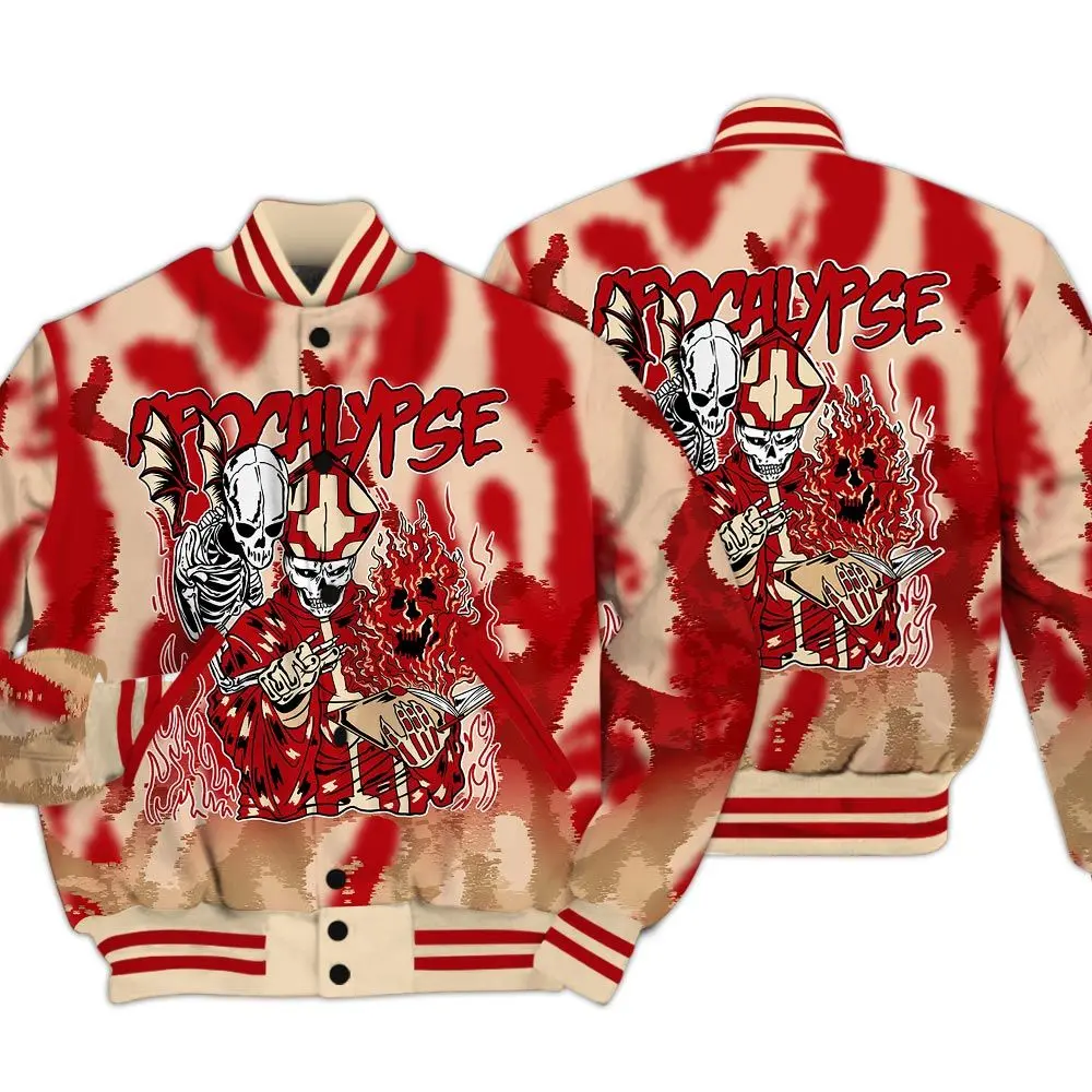 Unisex Graphic Varsity Jacket - Skeleton Burn Streetwear Letterman Jacket