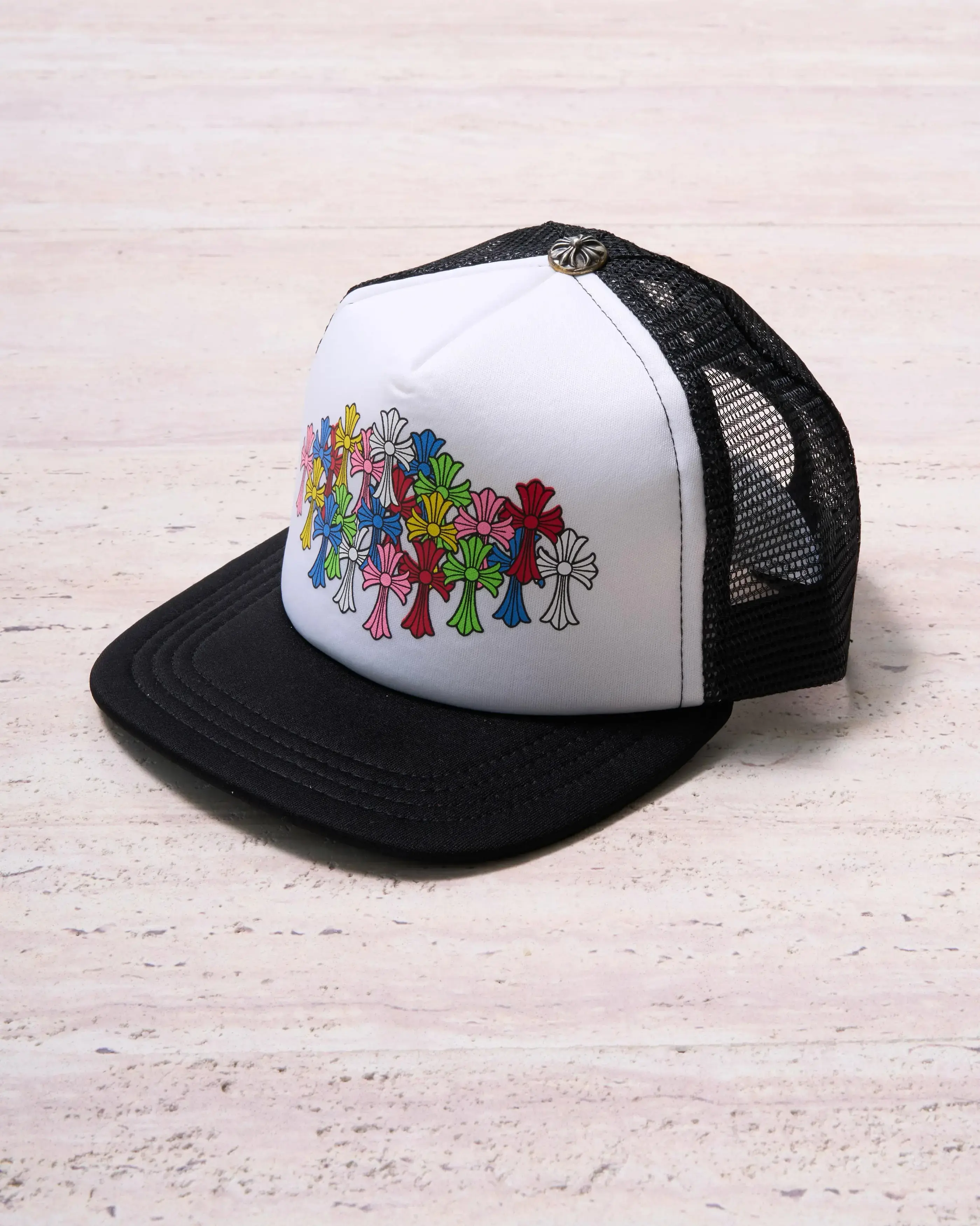 Vintage Colorful Cross Trucker Hat for Women & Men | Adjustable Mesh Snapback Cap | Y2K Streetwear Graphic Baseball Hat | Casual Summer Fashion Gift