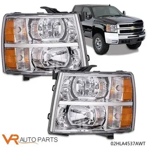 Silver Clear Lens Headlight Corner Lamp Left Right Headlight Pair Set with OE Fitment Fit For 07-14 Chevy