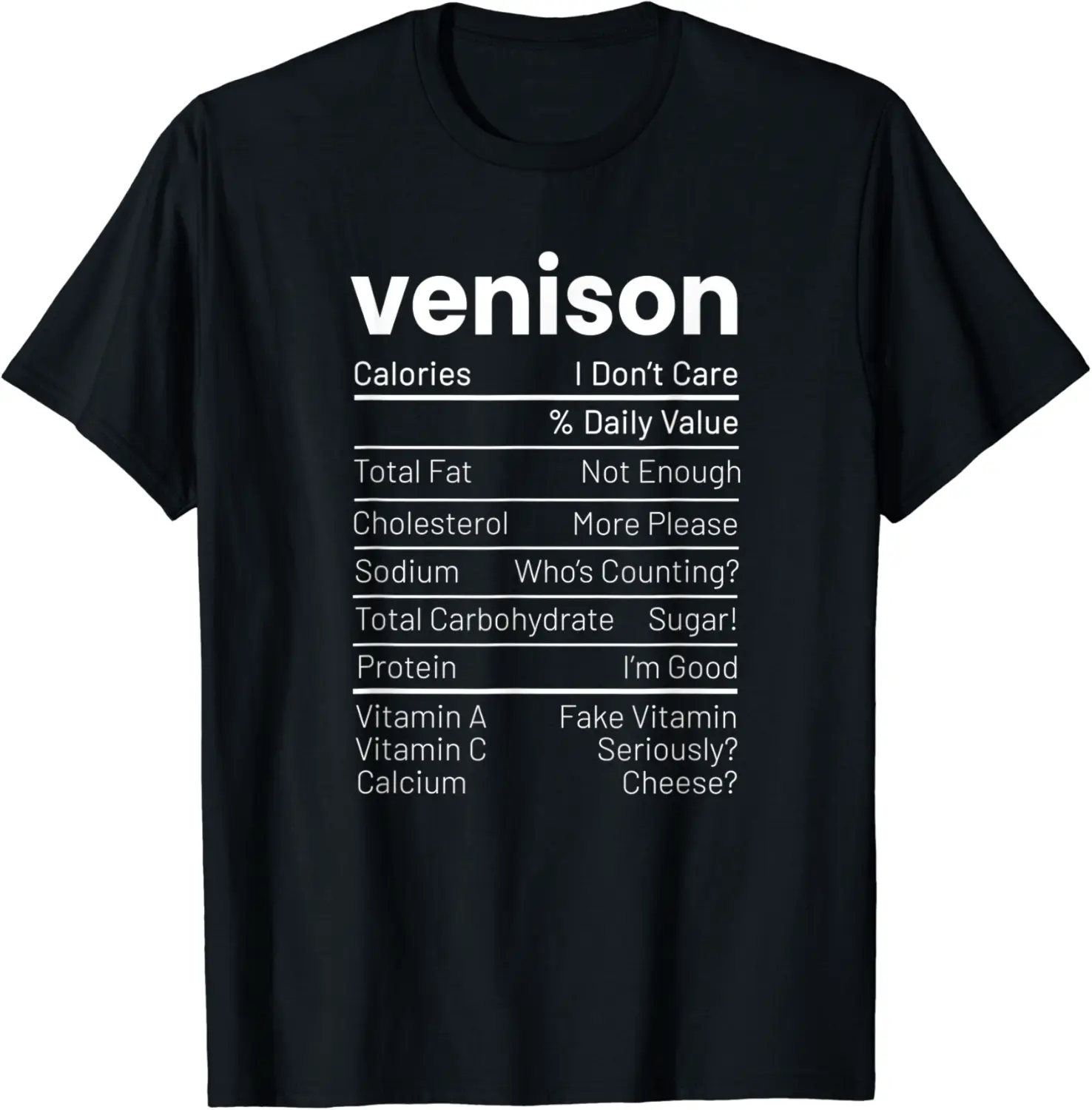 Funny Thanksgiving Venison Food Nutrition Facts Anti Vegan T-Shirt - Jessicabal Shop 34B08NVRPNNM
