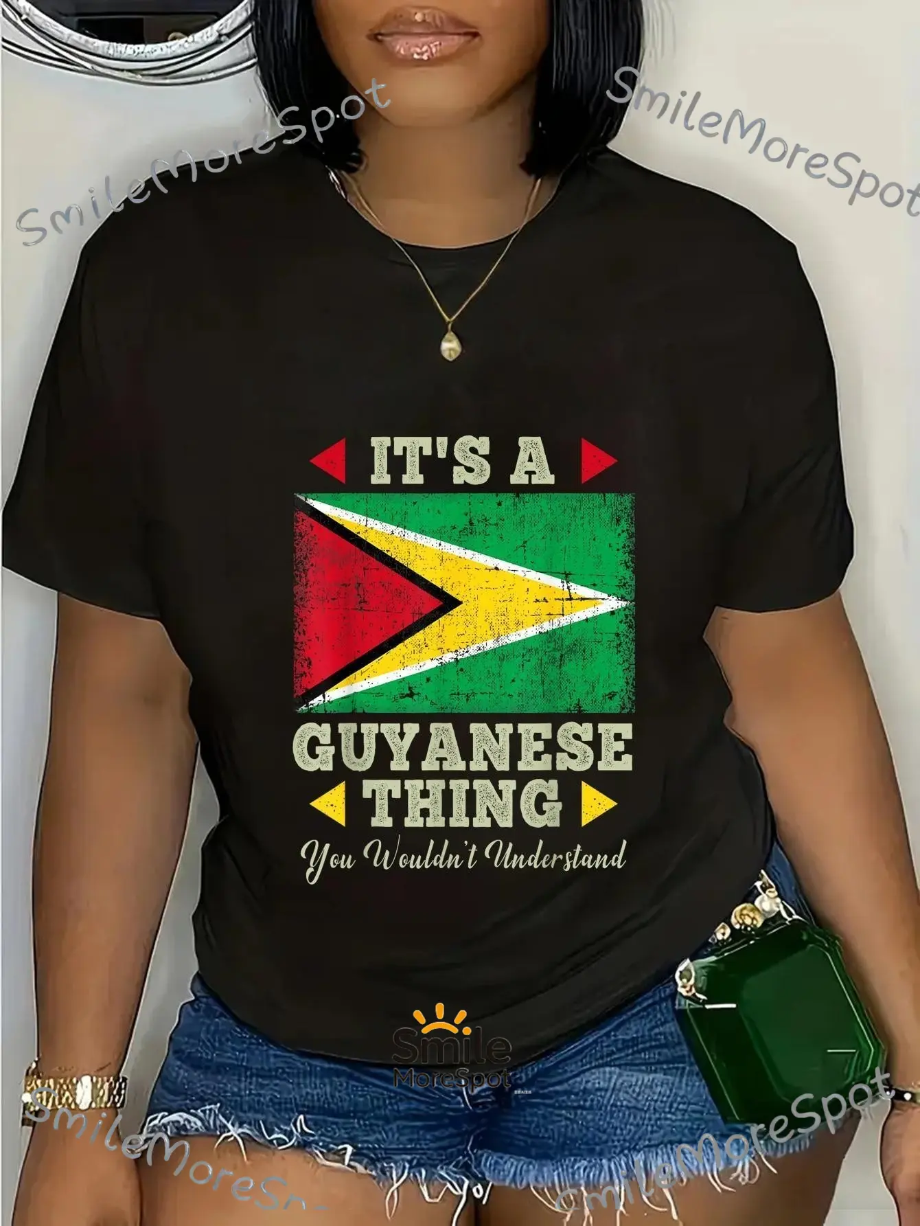 Men' & Women' Guyana Flag T-Shirt - Full-Body Guyanese Pride with National Colors Lightweight Breathable Fabric Suitable for Casual Wear Gifts Everyday Outfits - Machine Washable Suitable for Men and Women