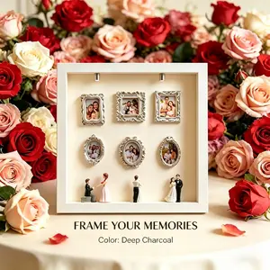 DIY Mini Memory Museum Photo Frame - DIY Shadow Box with Gold Mini Frames & Figures - The Ultimate Personalized Gift for Parents, Couples, and Best Friends