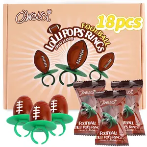 Football Ring Lollipops, Individually Wrapped Suckers Bulk for Tailgates, Football Snacks for Kids Birthday Team Party Favors,18 Count