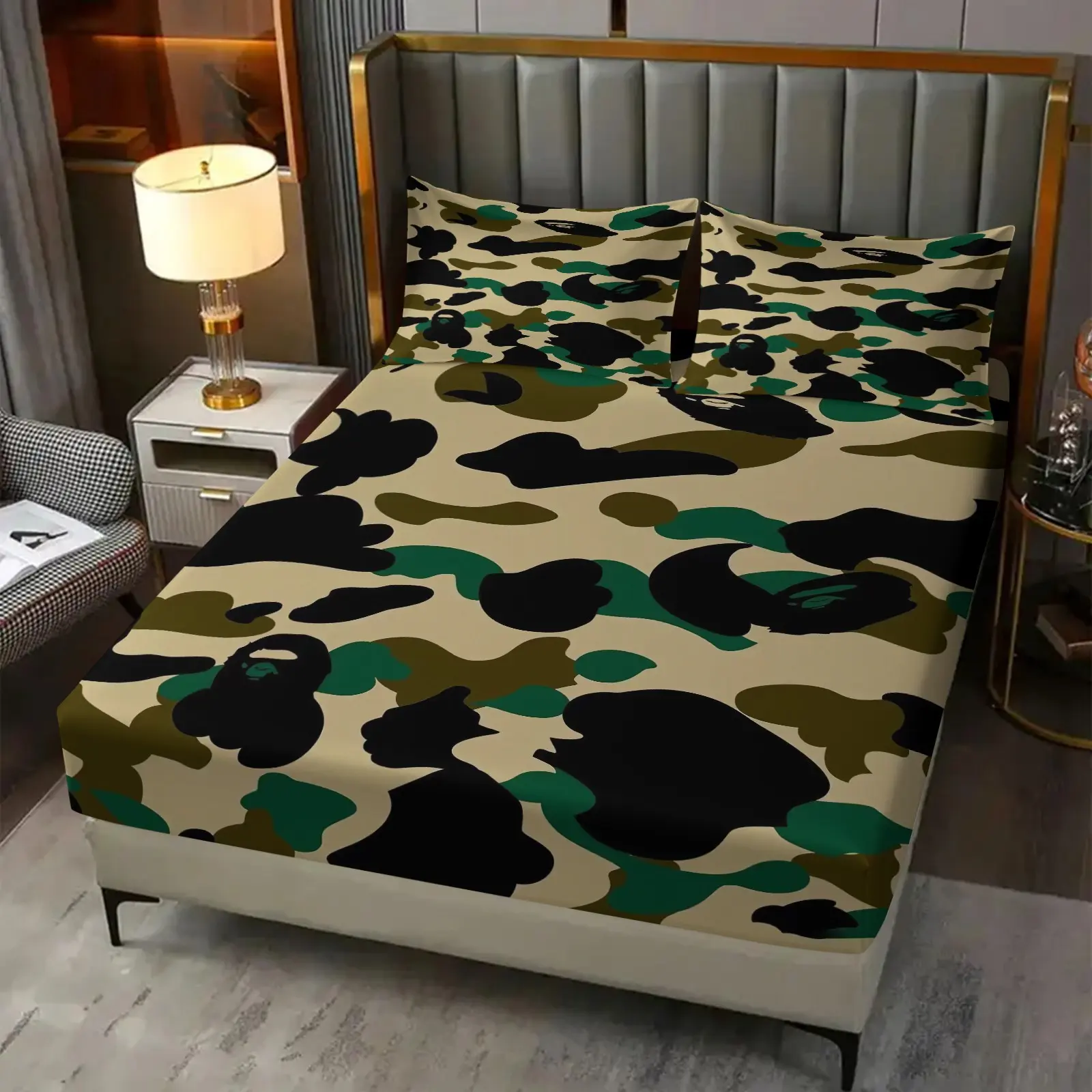 Trendy Street Camo Stylized Animal Fitted Sheet Set with 2 Trendy Street Camo Stylized Animal Fitted Sheet Set with 2