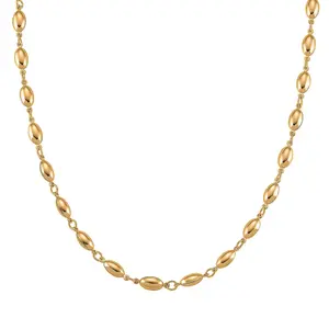 Bold Rounded Link Necklace 20-22 Inches in ION Plated Yellow Gold Stainless Steel