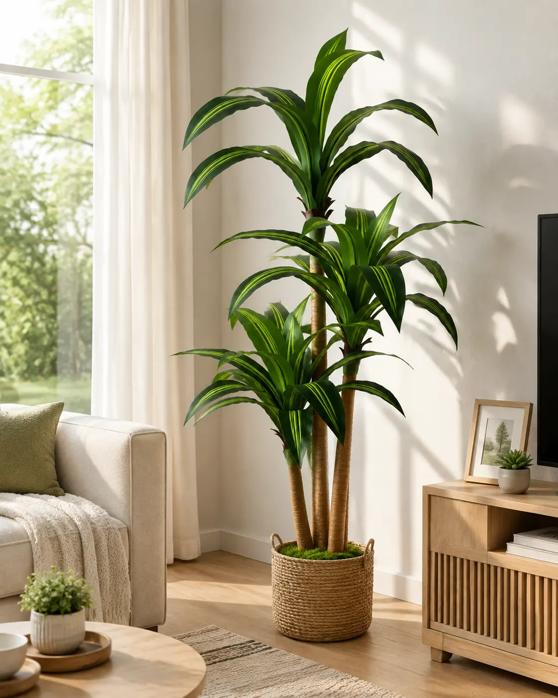 4/5/6FT Artificial Dracaena Tree (No Pot) - High Realism, Fade-Resistant, Natural Gradient Artificial Plant for Home Decor, Busy Lifestyles, Indoor/Outdoor Low-Maintenance Home Supplies trending