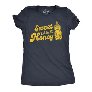Womens Sweet Like Honey T shirt Cute Camping Bear Top Graphic Novelty Tee Funny Womens T Shirts Cute Vintage Fashion Casual Ladies T-Shirt Gift Funny Food Top Women's Novelty Tees Navy