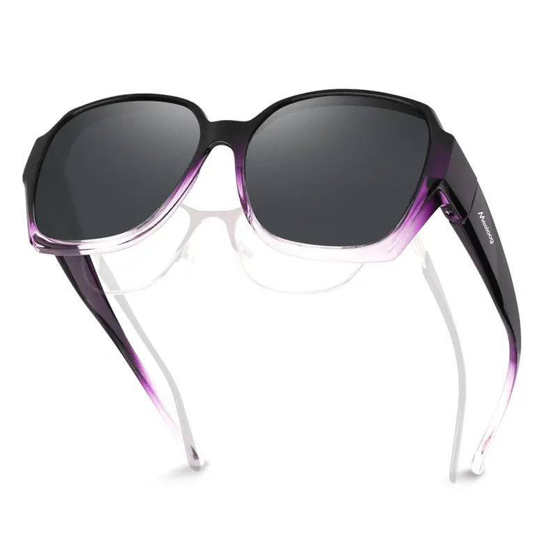 Meeloog High Quality Polarized Fit-Over Sunglasses - Women's Square Oversized Jumbo Crossover TR90 Frames, Lightweight Durable TAC Lens, UV400 Eye Shield, ST2106, Unisex Accessory for Driving, Fit Over Glasses Gifting Complete Set, High Quality Sunglasses