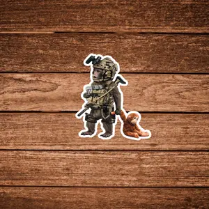 Tactical Monkey Soldier Sticker, Cute Military Primate Vinyl Decal, Funny Army Animal Waterproof Laptop Car Sticker