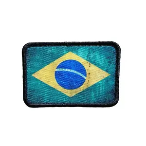 Distressed Flag of Brasil 2"x3" Morale Patch with Hook and Loop Backing for Clothing and Bags patches