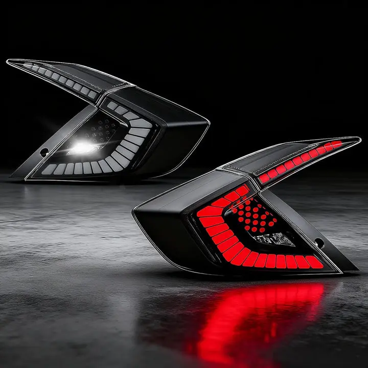 2016-2021 Honda 10th Gen Civic Sedan Sequential LED Tail Lights, Abs/Pmma